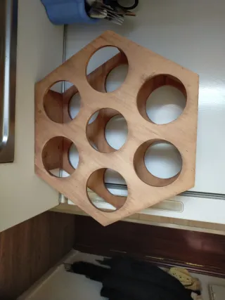 Botellero madera hexagonal 7 botellas