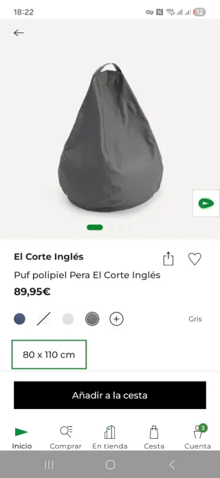 Puff Gris Cuero Sintético