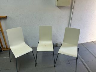 Juego de 3 Sillas Comedor Beige/Blanco