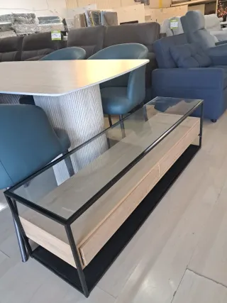 Mueble TV cristal y madera