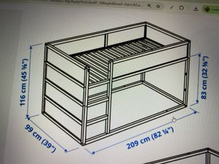 Cama alta infantil NORDDAL/KURA desmontada