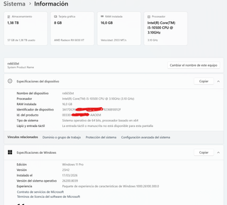 PC Gaming RX 6650XT i5-10500 16GB RAM 500GB NVMe