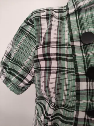 Blusa vintage cuadros verde y blanco