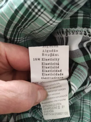 Blusa vintage cuadros verde y blanco