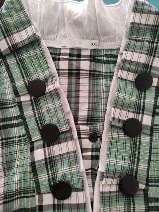 Blusa vintage cuadros verde y blanco