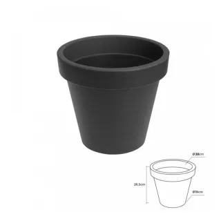 Lotto di 13 vasi conici in PVC neri da 30 cm