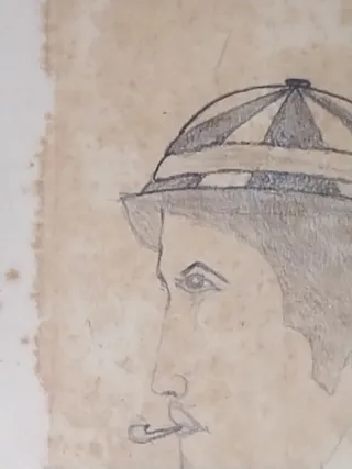 CUBISMO Dibujo antiguo firmado RETRATO A LAPIZ