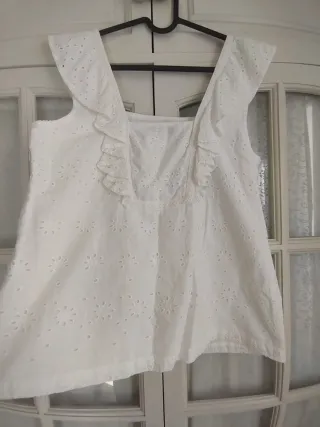 Blusa Blanca Bordado Inglés Romántica