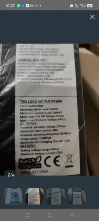 Inverter Ibrido Fotovoltaico 6.2 kW WiFi 48V