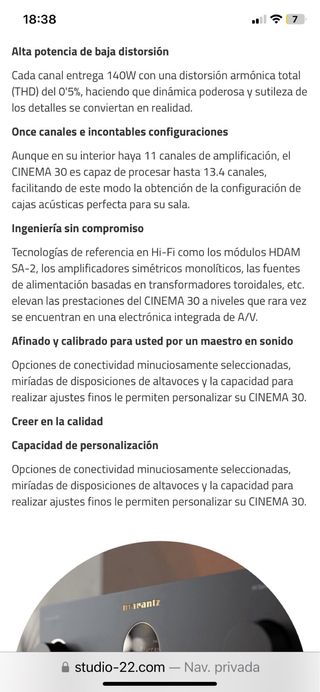 Receptor AV Marantz Cinema 30 Negro