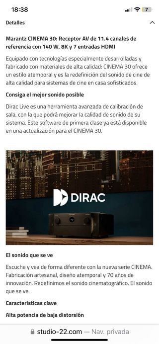 Receptor AV Marantz Cinema 30 Negro