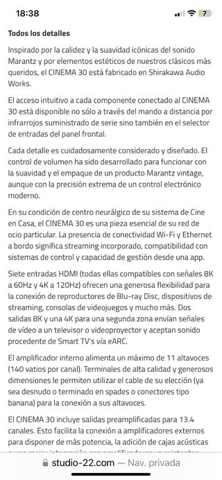 Receptor AV Marantz Cinema 30 Negro