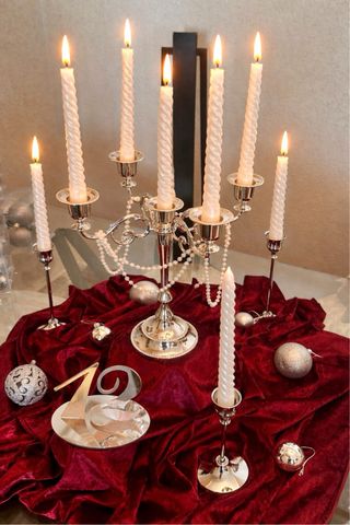 Candelabros plateados 5 brazos