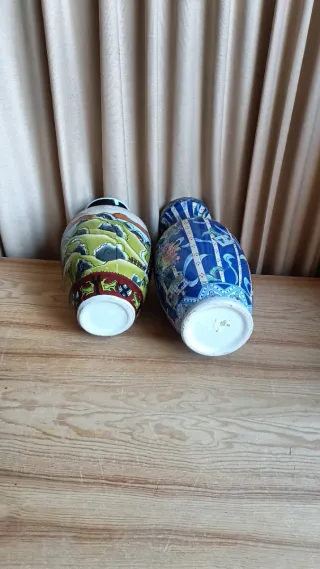 2 Jarrones Vintage Diseño Oriental