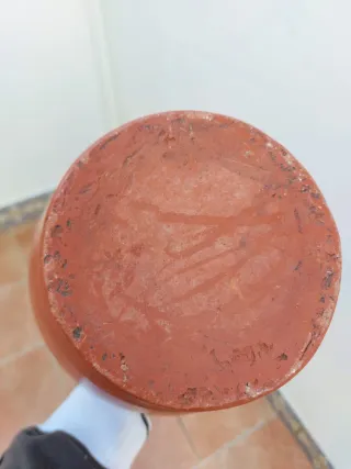 Bucaro botijo de barro antiguo decorado