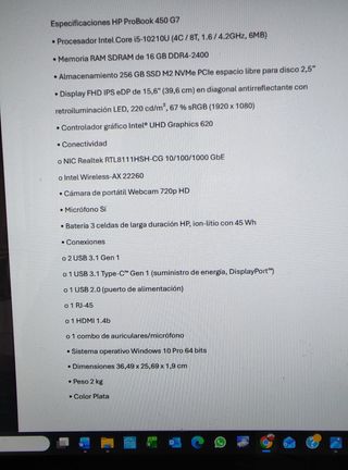 HP ProBook 450 G7 Argento