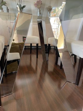 Mesa de cristal 90x160 cm y 6 sillas