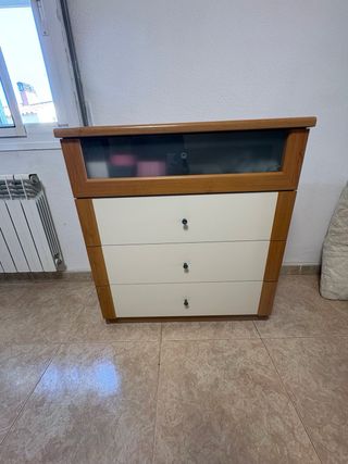 Estructura cama madera y 2 mesitas