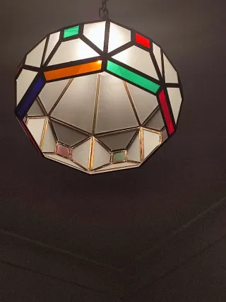 Lámpara Techo Vintage Cristal Metal Multicolor