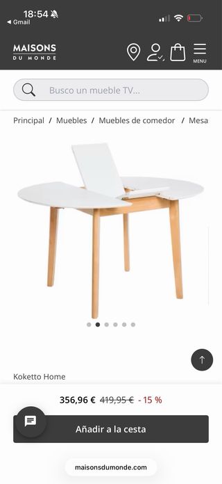 Mesa redonda extensible blanca 100 cm