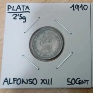🇪🇦 5 MONEDAS DE PLATA DE 50 CENT. ALFONSO XIII