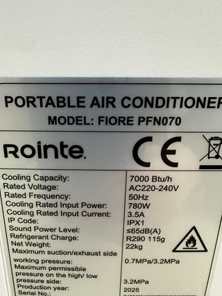 Aire Acondicionado rointe fiore PFN070 7000btu (solo frio)