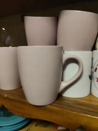 Taza rosa de cerámica 6 unidades