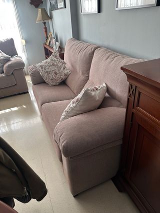 Sofá 3 plazas rosa palo de tela
