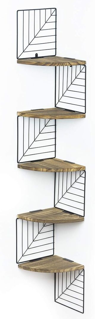 Estantería de esquina 5 niveles madera y metal