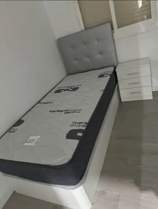 Base Cama Canape Beige/Blanco