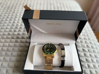Reloj y pulsera SKYLINE acero dorado