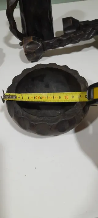 Conjunto madera candelabro y cuencos