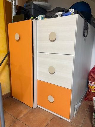 Cama 90cm con cajones y armario