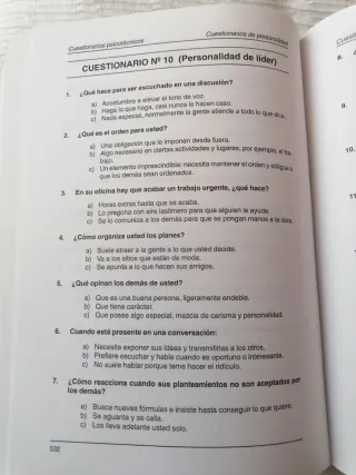 Cuestionarios psicotécnicos y de personalidad
