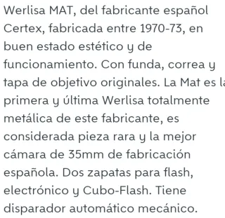 Cámara Werlisa Mat 1973