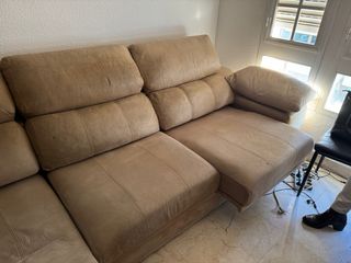 Sofá Chaiselongue Beige Tela