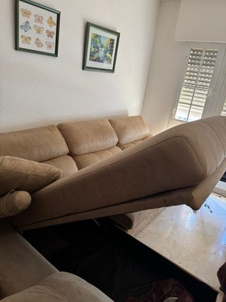 Sofá Chaiselongue Beige Tela