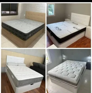 Cama canapé tapizado tela y madera