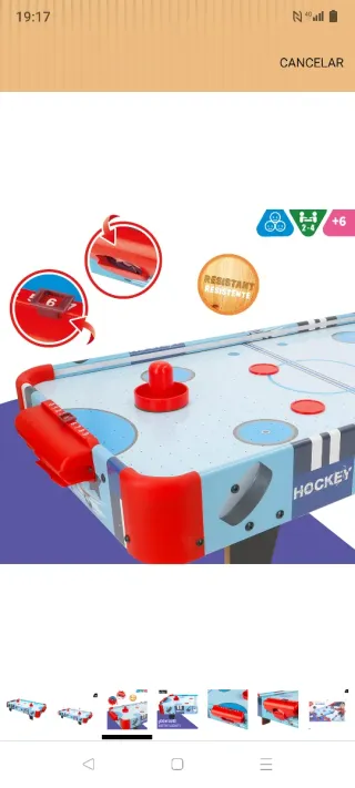 Tavolo Air Hockey per bambini, con luci LED, 60x32x13 cm