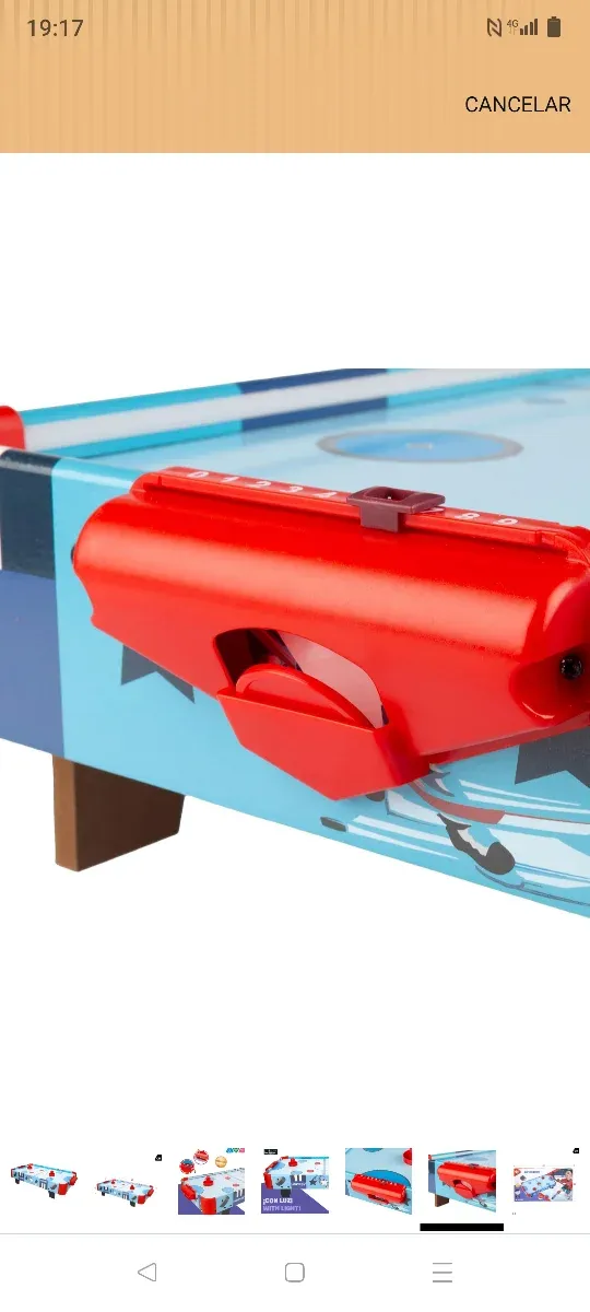 Mesa Air Hockey niños, con luz LED, 60x32x13 cm