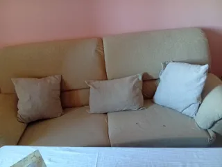 Sofá 2 plazas beige tela
