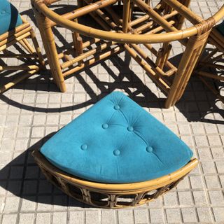 Mesa centro bambú Midcentury con 4 taburetes