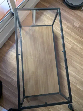 Mesa centro cristal y metal moderna