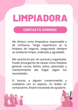 Me ofrezco como limpiadora