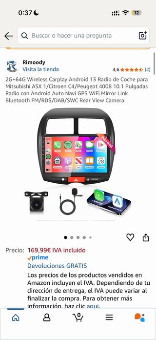 Radio Android carplay Asx c4 o 4008