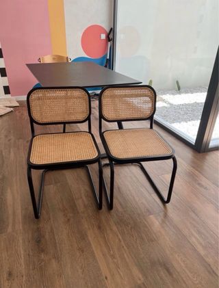 Pack 2 Sillas Comedor Ratán y Metal