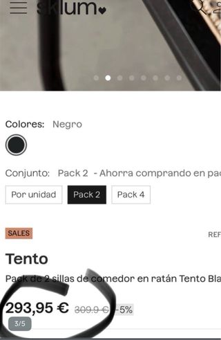 Pack 2 Sillas Comedor Ratán y Metal