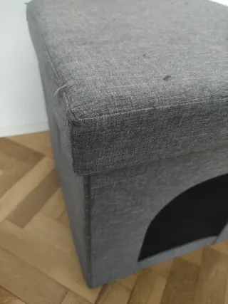 Taburete casita para gatos gris