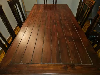 Mesa Comedor Madera 180x90 y 6 Sillas