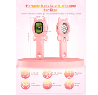 Microscopio infantil digital portátil rosa